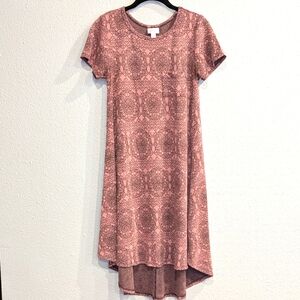 LulaRoe Carly Dress Sz XXS Mauve Pink With Medallion Print Gorgeous